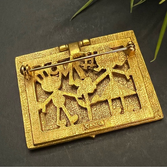 Vintage AJC Brooch Pin - OPEN HERE HEART #1 MOM Gold Tone Brooch - Picture 7 of 8